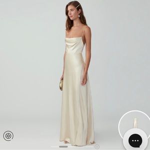 Champagne Fame and Partners Strappy Draped Gown Bridesmaid Dress